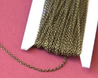 32 ft spool  Antiqued Brass round cable chain 1.5mm