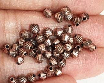 Bulk 500 antique copper finished bicone spacer beads 4x3.5mm,  metal spacer beads