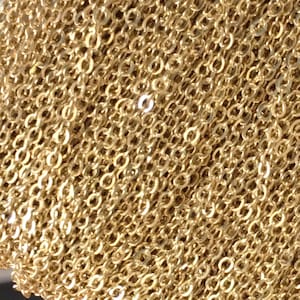 10 ft Gold Plated chain 2 mm tiny flat solder cable chain, bulk small light gold chain