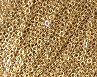 10 ft Gold Plated chain 2 mm tiny flat solder cable chain, bulk small light gold chain