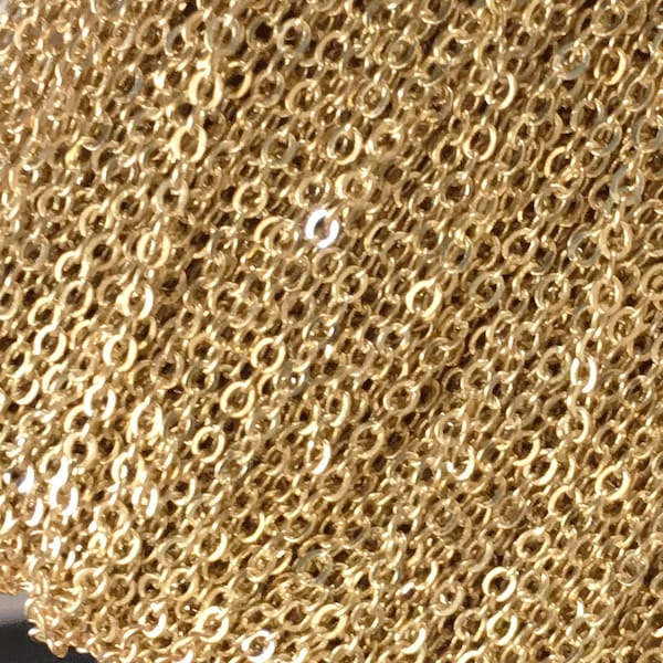 Light Gold Plated chain 2mm tiny flat solder cable chain 32ft