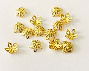 240 pcs gold finish filigree flower  bead cap 9mm, gold  flower beadcap