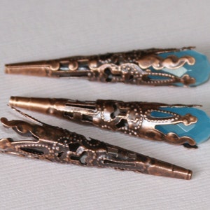 30 pcs Antiqued Copper finished filigree cone 41X8mm image 2