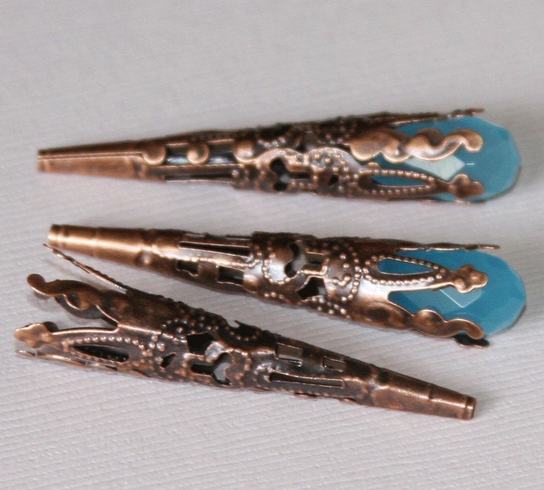 30 pcs Antiqued Copper finished filigree cone 41X8mm image 2