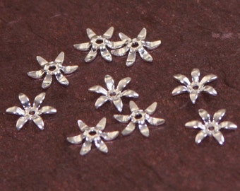 100 pcs  Silver plated brass flower tiny bead cap 7.5mm