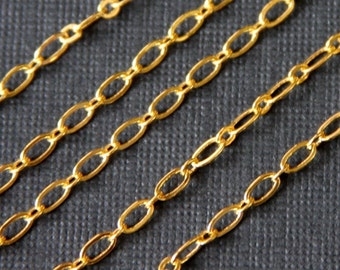 Gold Plated Brass Chain: Long and Short Links (3ft Sample)
