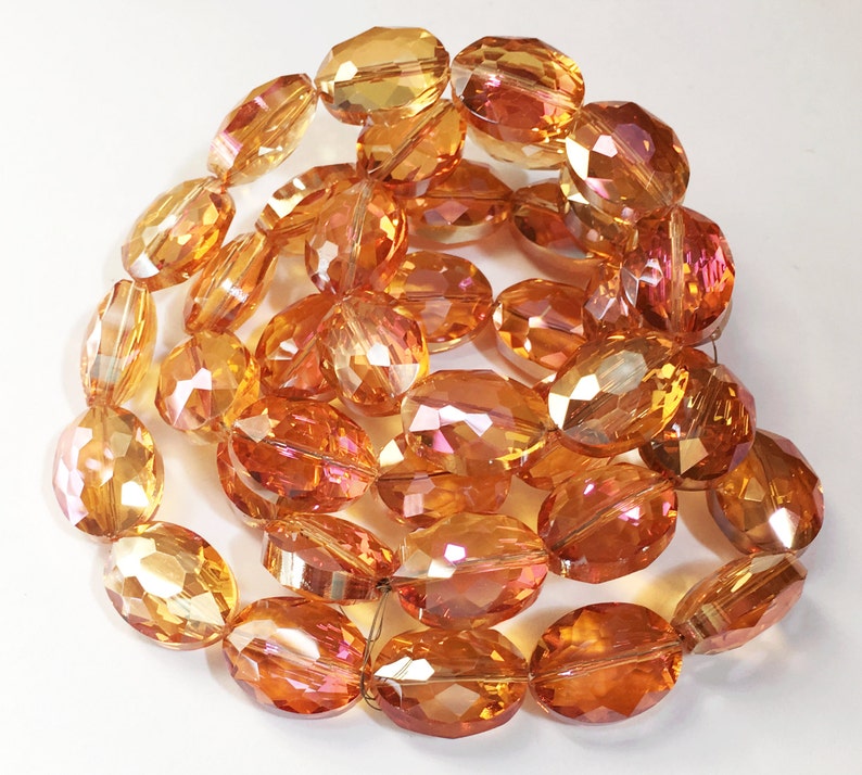 6 pcs two tone oval crystal beads beads 12x15mm, electro plated crystal beads, Autumn image 4