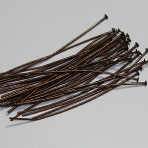 250 pcs Antiqued Copper headpin 2inch long 22 gauge image 2