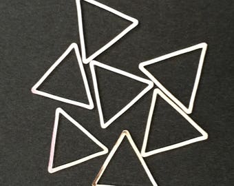 50 pcs silver plated brass triangle links 15x13mm, bulk triangle linking ring,  silver triangle connector