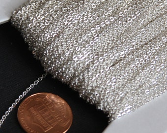 100ft  Silver Plated very Flat Soldered Cable Chain 1.5mm, silve bulk chain