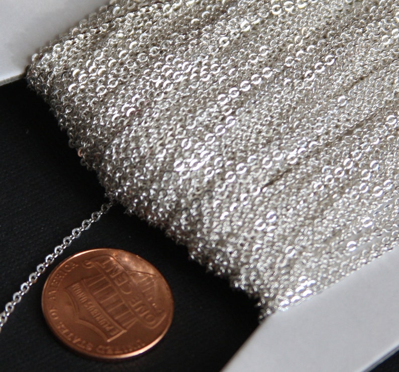 32ft Silver Plated very Flat Soldered Cable Chain 1.5mm image 1