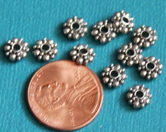 50 pcs  Antique Silver  flower spacer beads 6x3mm