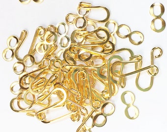 30 sets of Gold  color  hook and eye clasps  18X9mm
