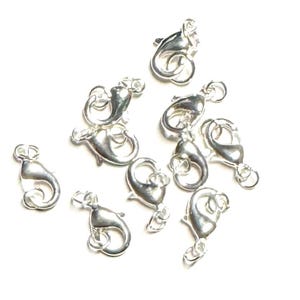 銀メッキロブスタークラスプ10個 15 x 8 mm 画像 2