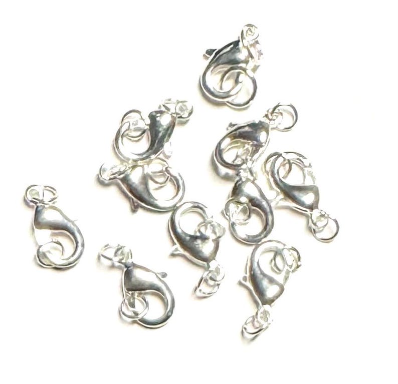 銀メッキロブスタークラスプ10個 15 x 8 mm 画像 2