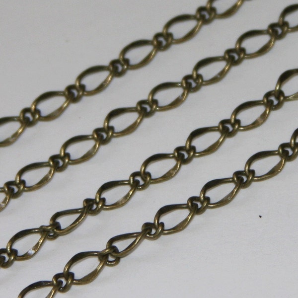 5 ft  Antiqued brass  high quality hammered soldered chain 5X8mm links