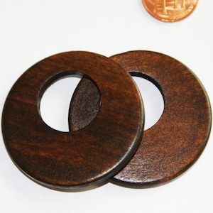 10 Brown Wood Go Go Beads - 45mm with 20mm Hole
