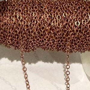10 ft antiqued copper plated brass flat cable chain 3X3mm