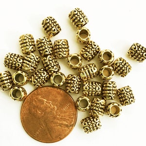 60 pcs  antique gold tube spacer beads 6x5mm,  bulk alloy spacer beads with 3mm hole