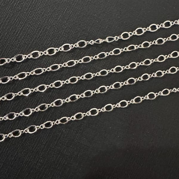 5 ft  sterling silver flat figure-eight chain 3.5x2.25mm