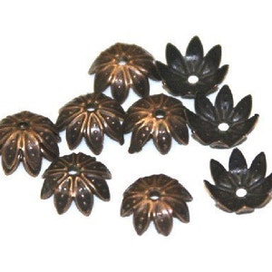 50 pcs  Antiqued copper finished leaf bead cap 12mm