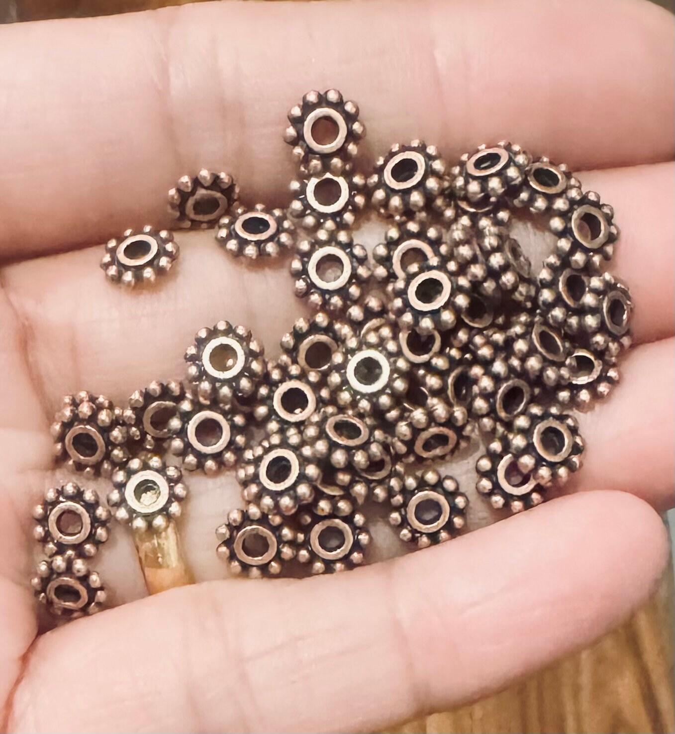 50 Perles D'espacement Bali Marguerite 6mm Plaqué Or 18K - Mat - Fabrication Artisanale Inde