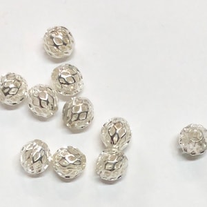 20 pcs  Silver filigree beads 8x7mm, Bulk  round spacer beads