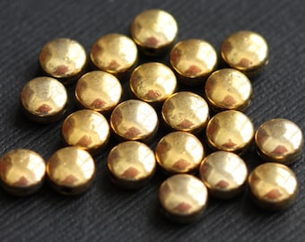 50 pcs  Antique gold color puff coin spacer beads 6x3.5mm