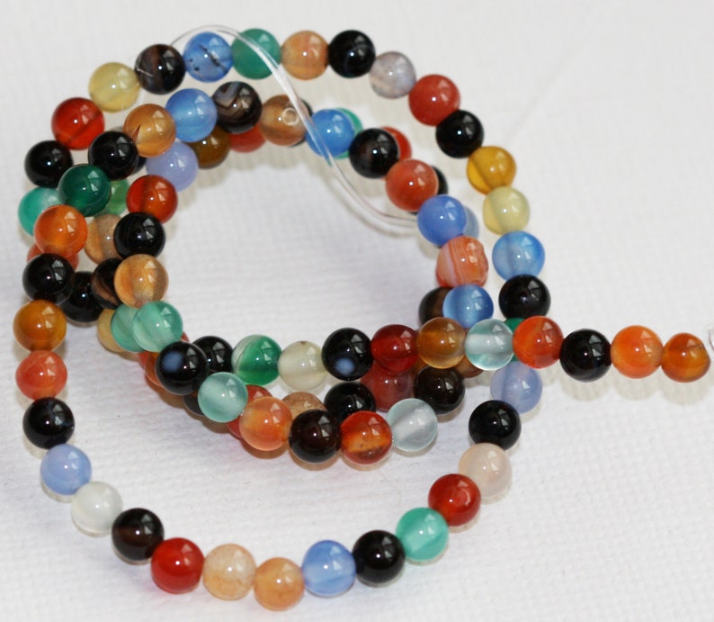 15 inch strand multi color Natural Gemstone round beads 8mm image 1