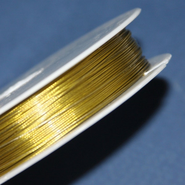 Sale 50 Meter - approx 164 ft  tiger tail wire - gold color - 0.45mm thick