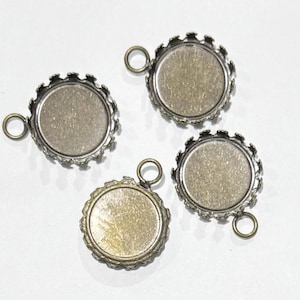 brass cabochon setting for 18mm flat round cabochon 10pcs