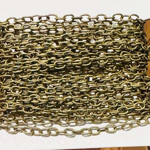 45 ft Antique brass chain finished over iron large cable chain 6.5x4mm- Open Links