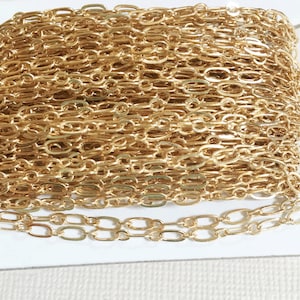 32ft Light Gold Plated Brass Chain: 4X2mm Soldered Links