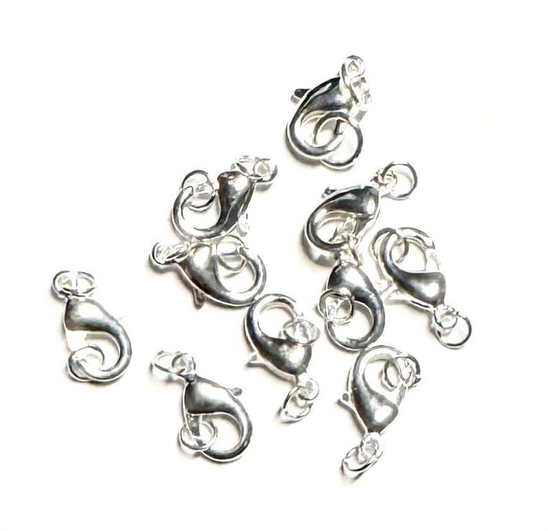 銀メッキロブスタークラスプ10個 15 x 8 mm 画像 3