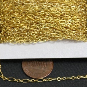 32ft spool  Gold color Chain 3 and 1  Long and Short link 4.5X2.5mm