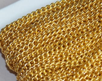 32ft spool  gold finished small curb chain 2.2 mm - Soldered links, thick curb chain, 4mm jumprings can fit, gold chain