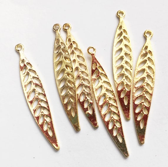 Buy Gold Leaf Pendant Charms: Zinc Alloy Jewelry Supplies (10pcs