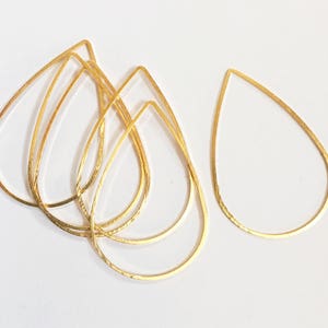 100 Gold Brass Teardrop Connectors: Double Sided Jewelry Findings (40x26mm)