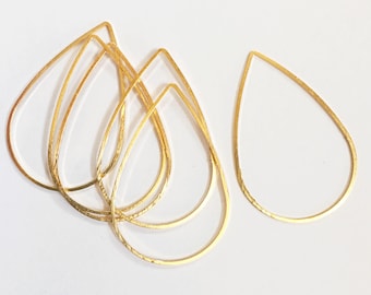 100 Gold Brass Teardrop Connectors: Double Sided Jewelry Findings (40x26mm)
