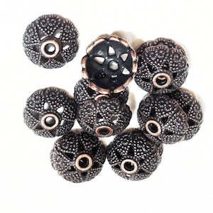 50 pcs  Antiqued copper flower bead caps 8mm