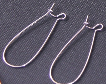 50 pcs  silver plated Kidney earwire 33X14mm