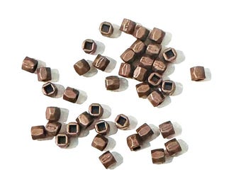 100 rechteckige Perlen aus antiker Kupferlegierung 4 mm, bronzefarbene Zwischenperlen