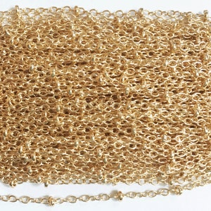 Light Gold Beaded Brass Chain: 32ft Bulk Cable Chain