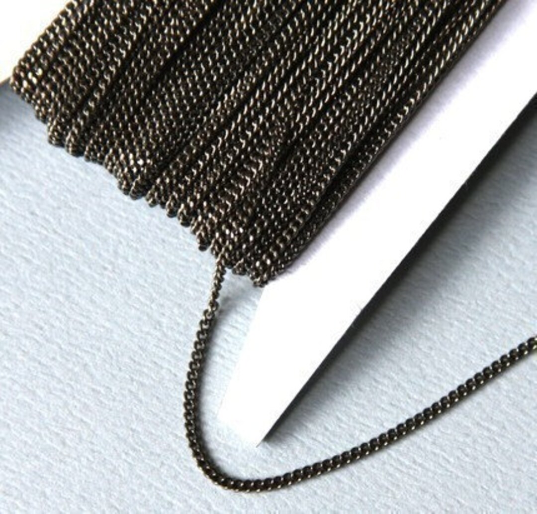 10ft (3m) Gunmetal Tiny Curb Chain - Feine Herren-/Damenkette Aus Messing, 1.3mm Stärke