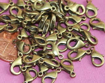 50 pcs  antique brass  lobster claw clasp 12X7mm , alloy lobster clasps