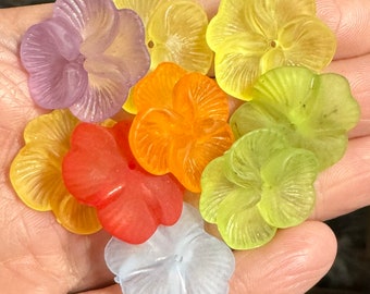 40pcs  Frosted Acrylic  flower beads , assorted color