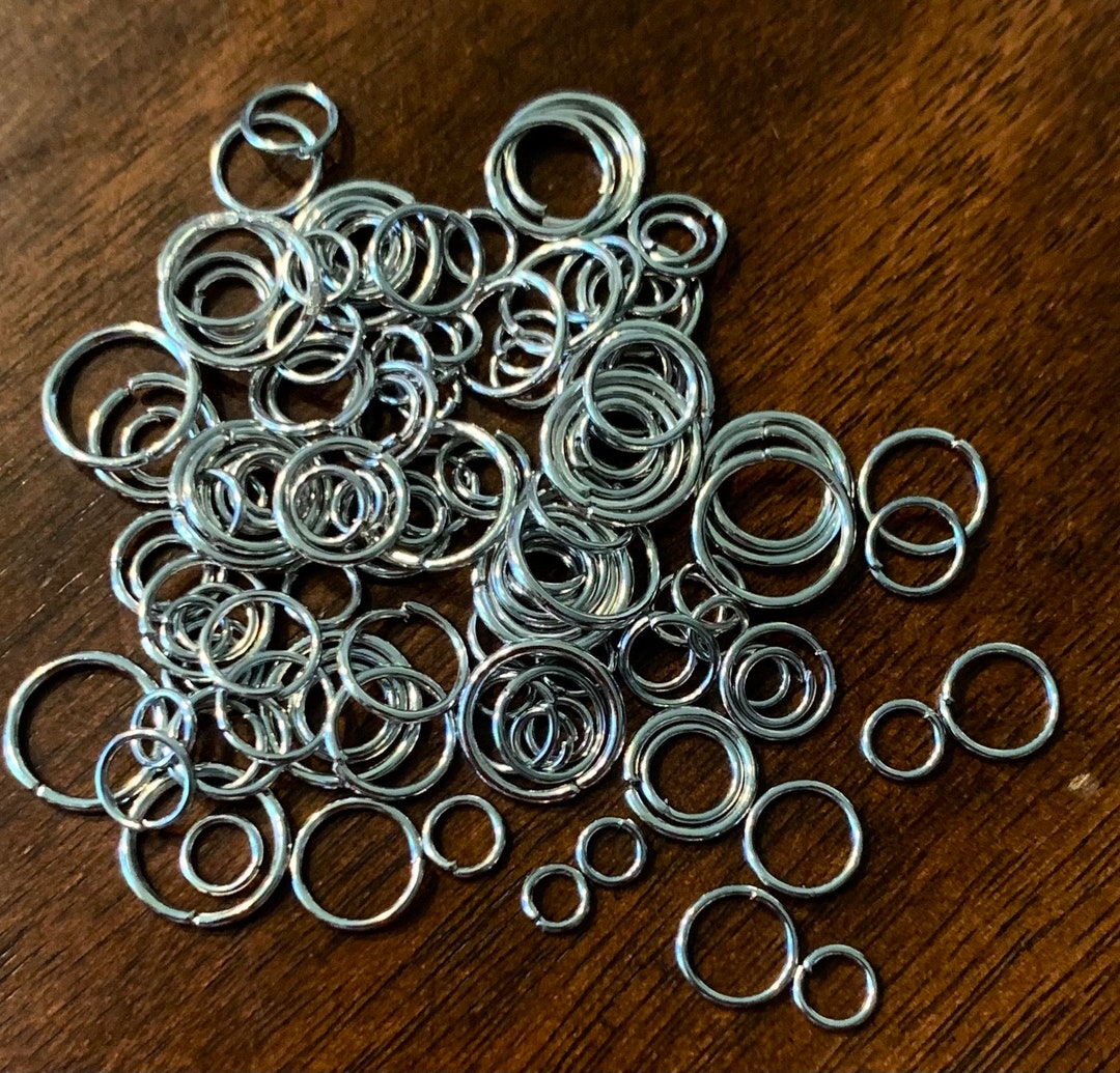 550 Assorted Sizes Platinum Color Steel Jump Rings 4mm, 5mm, 6mm,8mm ...