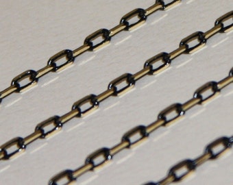 32 ft  fancy brass soldered links chain - Black/gold colors 2X4mm (Lead safe/Nickel Safe)