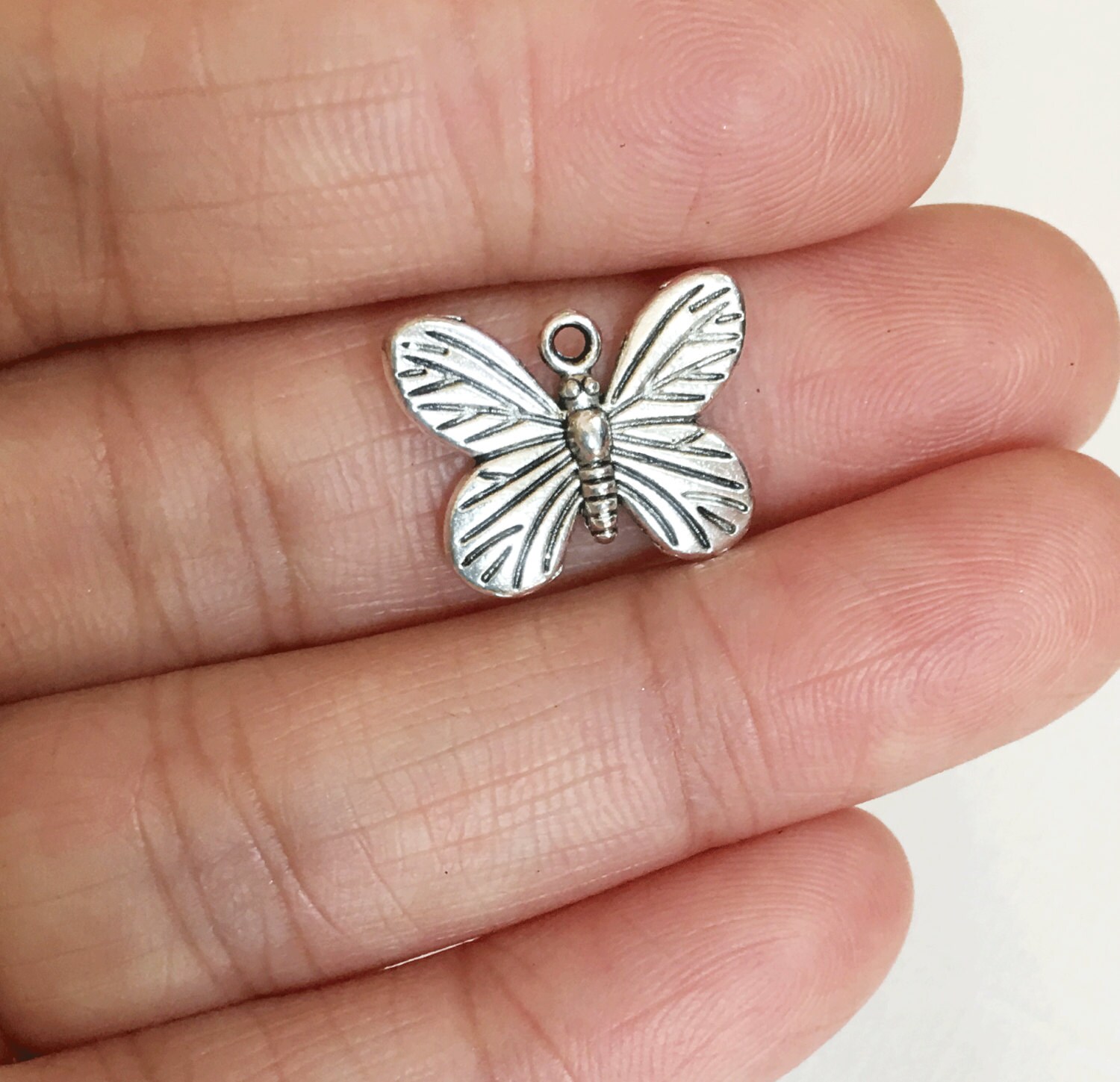 Vintage Hollow Butterfly 60x48mm Silver Charm Pendant Keychain Gift main image 0