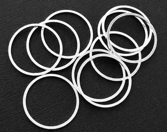 Bulk 50 PCs  Silver  plated brass round connector rings 20mm, 1mm thick